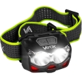 Linterna frontal LED recargable y regulable con sensor y luz roja 2xLED/5W/5V/3xAAA IP65 500 brillante 1200 mAh