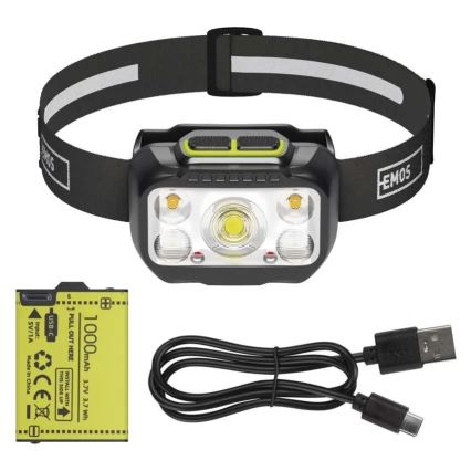 Linterna frontal recargable LED regulable / 3xAAA / 1000 mAh 3,7V