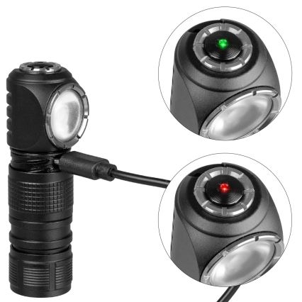 Linterna frontal recargable LED regulable 3 en 1 con luz roja LED/10W/5V IP66 500 lm 800 mAh