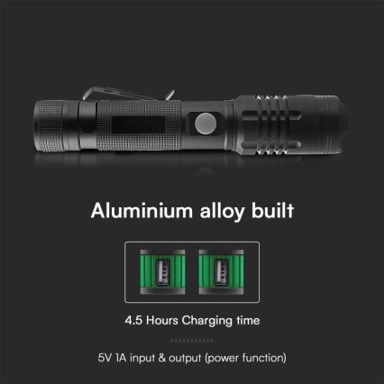 Linterna LED recargable USB LED/10W/5V IP54 2000 mAh 1000 brillante