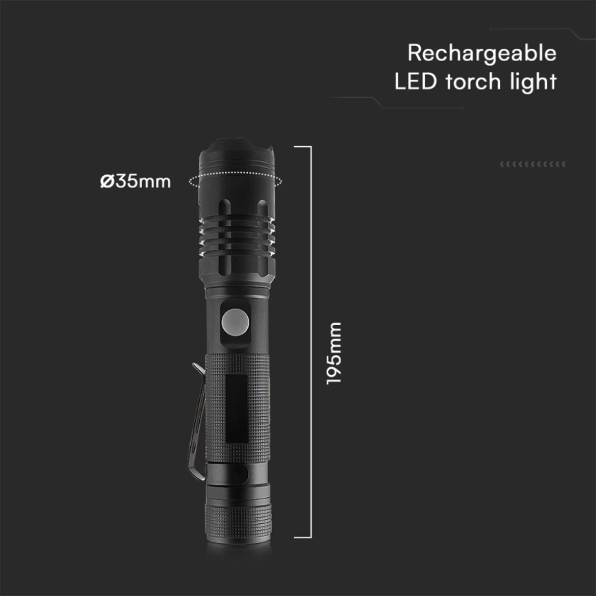 Linterna LED recargable USB LED/10W/5V IP54 2000 mAh 1000 brillante