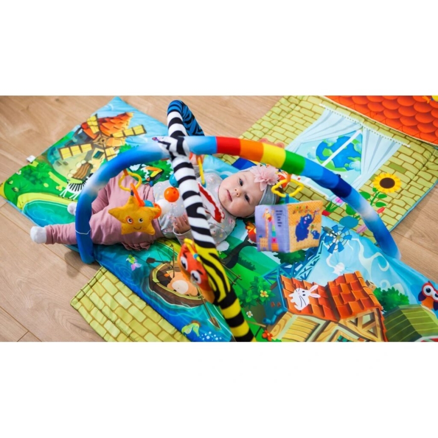 Lionelo - Alfombra de actividades infantil con casita AGNES PLUS