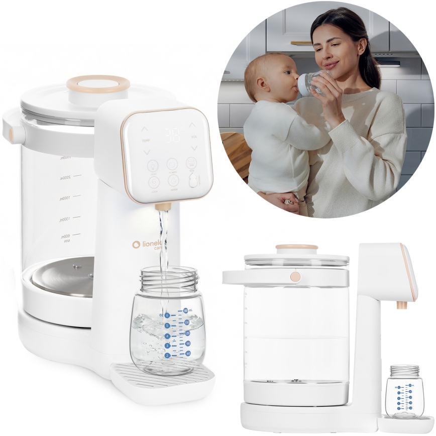 Lionelo - Aparato para preparar leche infantil BABYPRESTO 2.0 1200W/230V Blanco