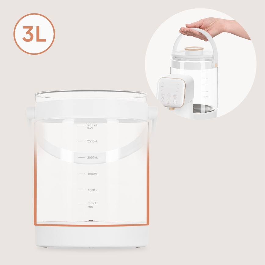 Lionelo - Aparato para preparar leche infantil BABYPRESTO 2.0 1200W/230V Blanco