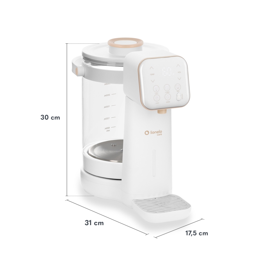 Lionelo - Aparato para preparar leche infantil BABYPRESTO 2.0 1200W/230V Blanco