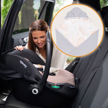 Lionelo - Arrullo para silla de coche TRAVEL SWADDLE 90x90 cm Gris Baloon