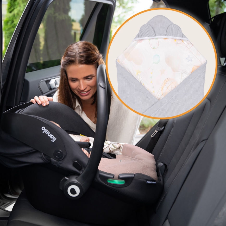 Lionelo - Arrullo para silla de coche TRAVEL SWADDLE 90x90 cm Gris Baloon