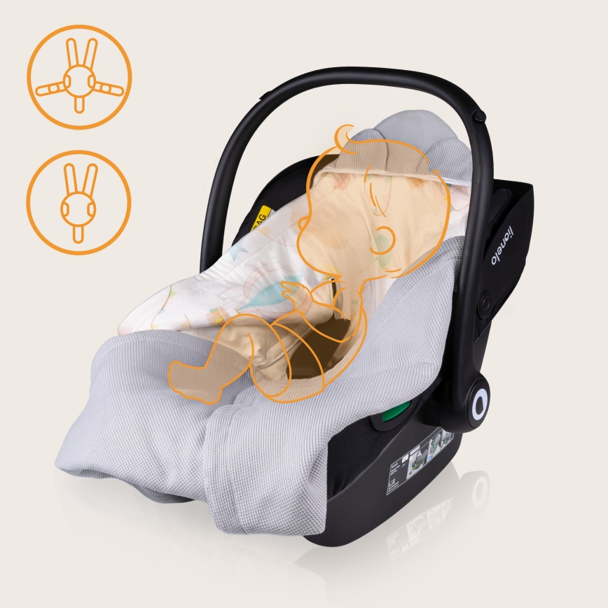 Lionelo - Arrullo para silla de coche TRAVEL SWADDLE 90x90 cm Gris Baloon