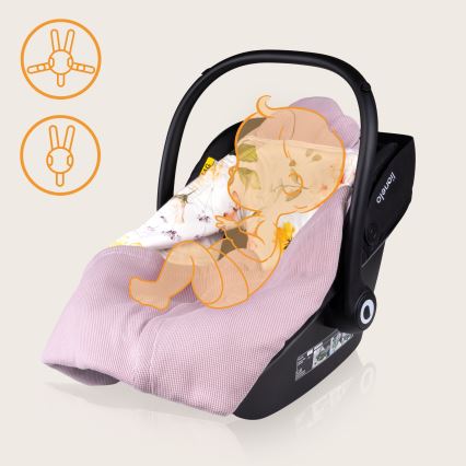 Lionelo - Arrullo para silla de coche TRAVEL SWADDLE 90x90 cm Rosa con flores