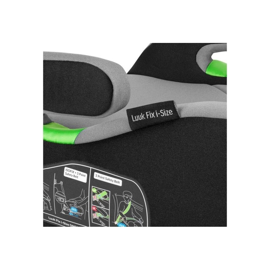 Lionelo - Asiento elevador para coche LUUK FIX i-Size 125-150 cm negro/gris