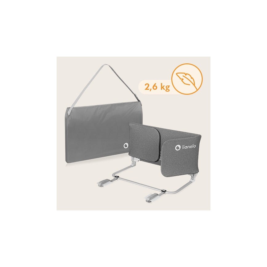 Lionelo - Barrera de seguridad para cama LORA XL gris oscuro