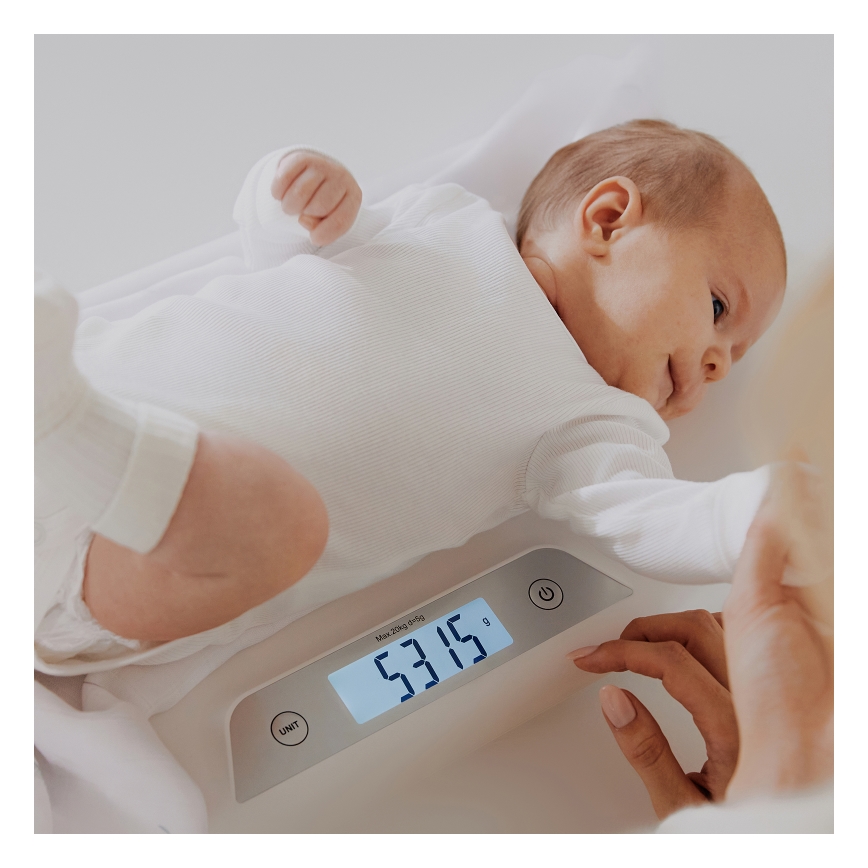 Lionelo - Báscula para bebés BABYBALANCE 3xAAA