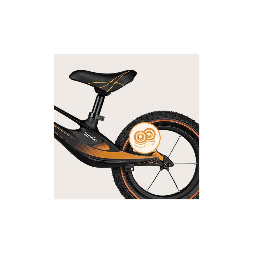 Lionelo - Bicicleta sin pedales BART AIR negro/naranja