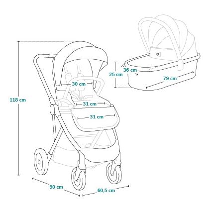 Lionelo - Cochecito combinable 2 en 1 AMBER PLUS Verde Bosque