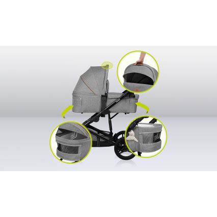 Lionelo - Cochecito combinable 2 en 1 MARI TOUR Gris Piedra