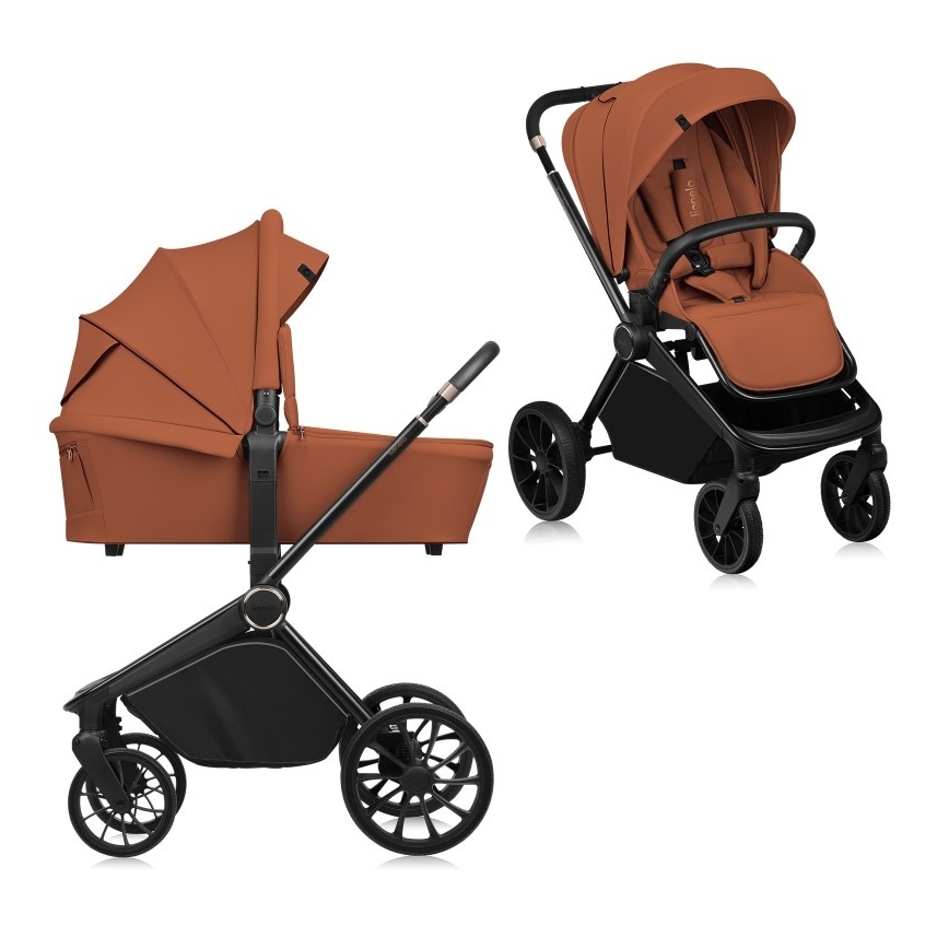 Lionelo - Cochecito combinable 2 en 1 MIKA PLUS Marrón Óxido