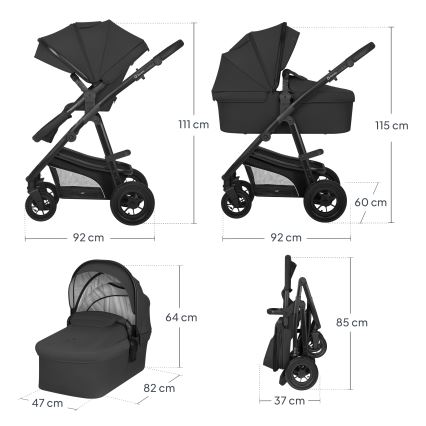 Lionelo - Cochecito combinado 3 en 1 BIANKA Black Onyx