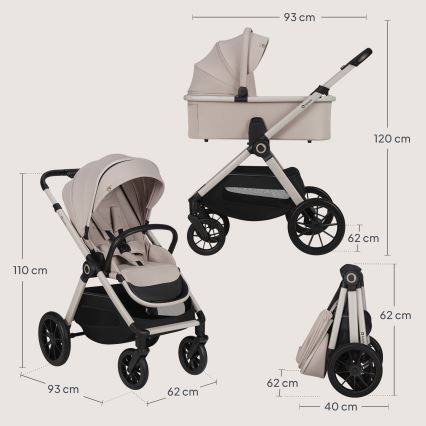 Lionelo - Cochecito combinado 3 en 1 LAYLA Beige Sand