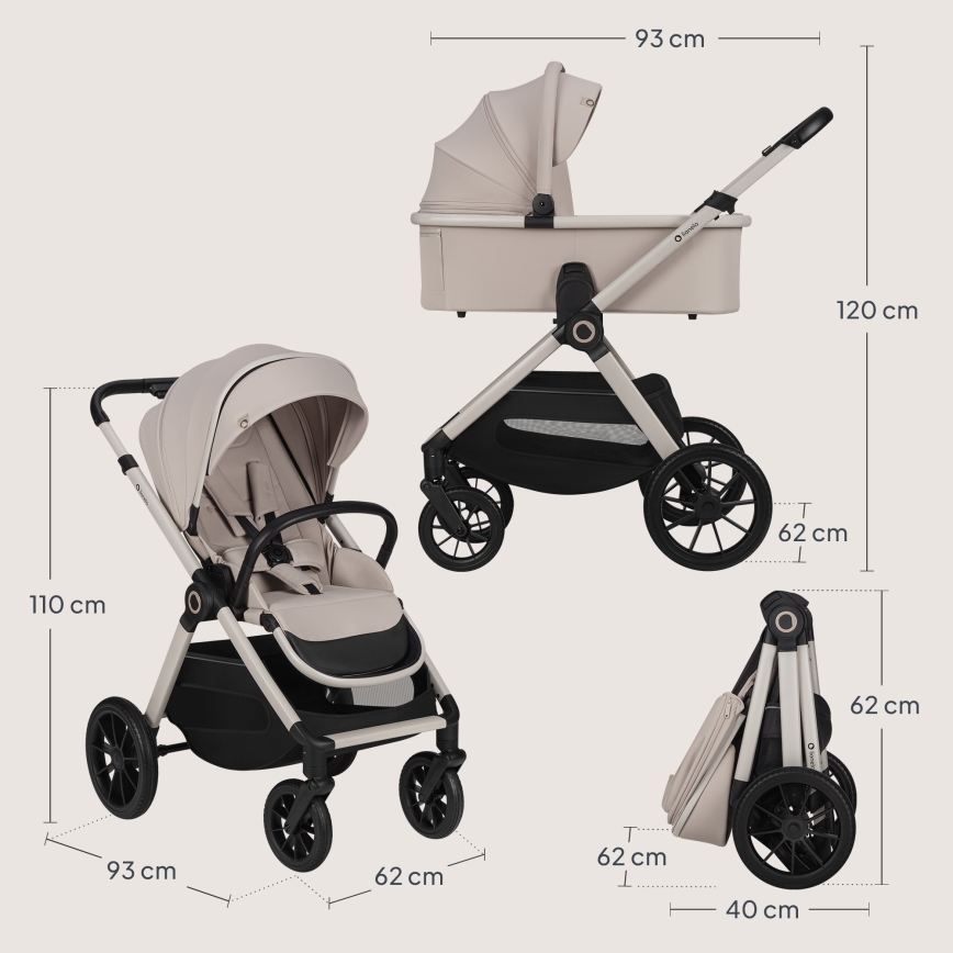 Lionelo - Cochecito combinado 3 en 1 LAYLA Beige Sand