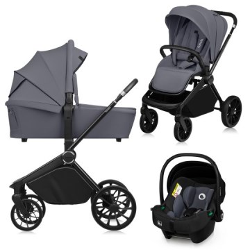 Lionelo - Cochecito combinado 3 en 1 MIKA PLUS Grey Stone