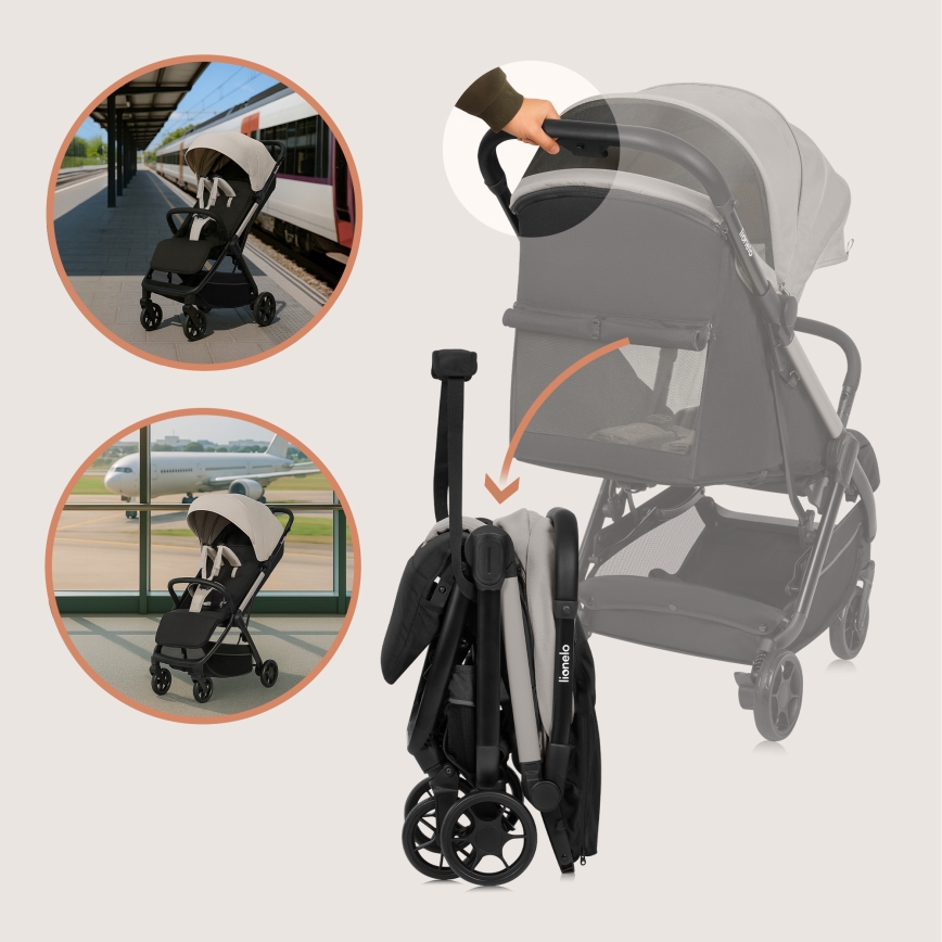 Lionelo - Cochecito deportivo JULIE AIR Beige Arena