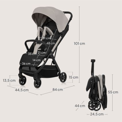 Lionelo - Cochecito deportivo JULIE AIR Beige Arena