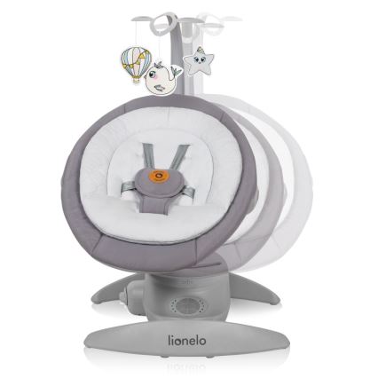 Lionelo - Columpio para bebé con melodía MELL Grey Stone 4xAA + control remoto