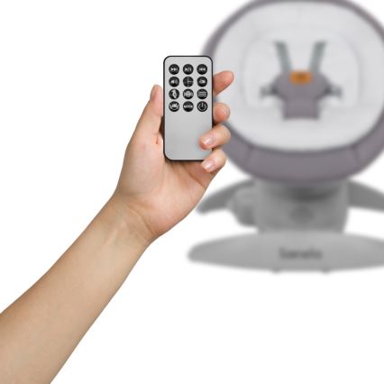 Lionelo - Columpio para bebé con melodía MELL Grey Stone 4xAA + control remoto