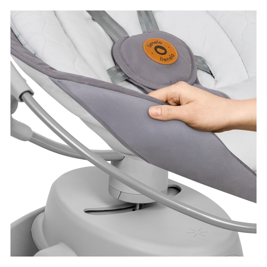 Lionelo - Columpio para bebé con melodía MELL Grey Stone 4xAA + control remoto