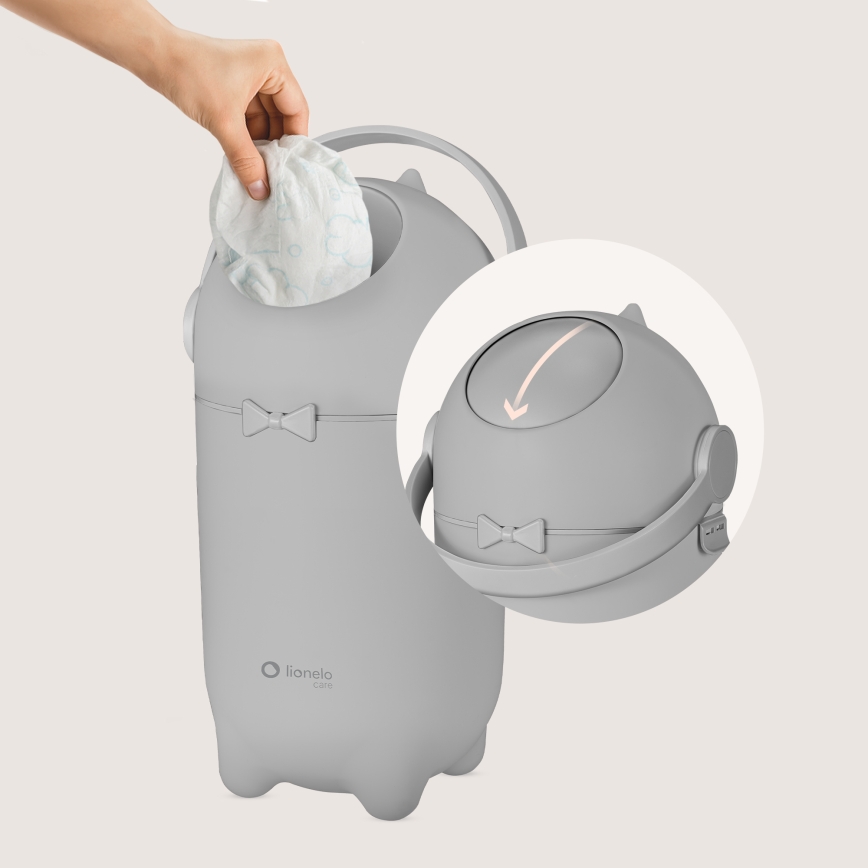 Lionelo - Cubo para pañales PUREBIN 10 l Gris