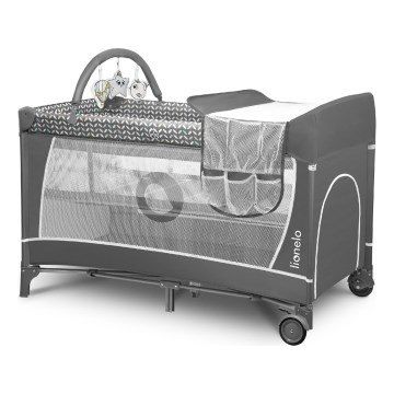 Lionelo - Cuna de viaje FLOWER Gris estilo escandinavo