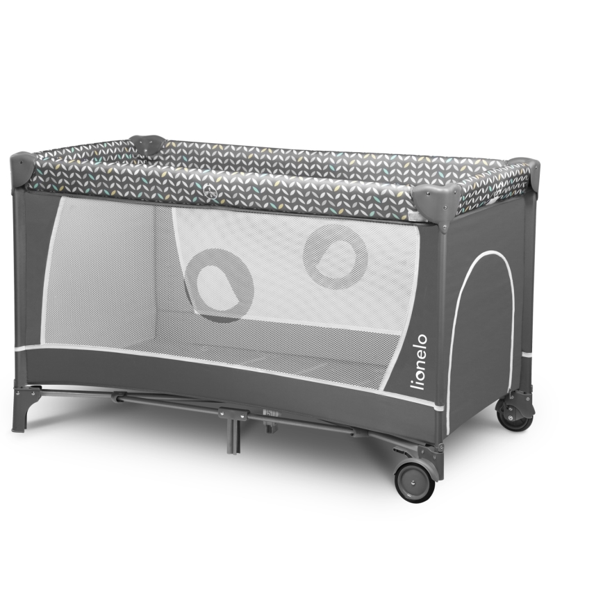 Lionelo - Cuna de viaje FLOWER Gris estilo escandinavo