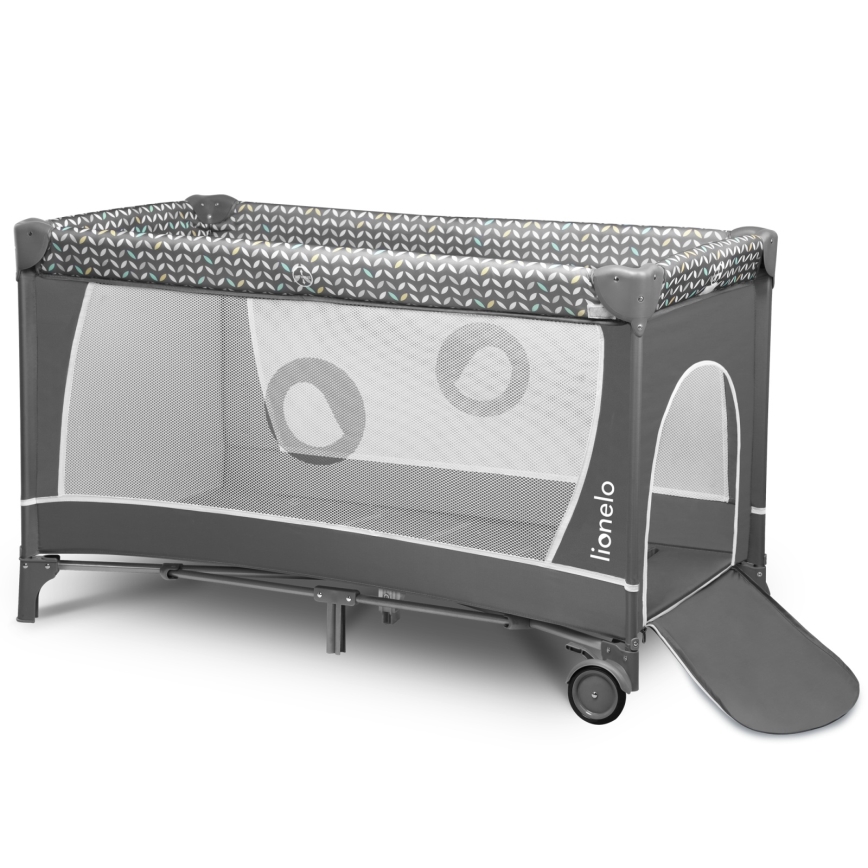 Lionelo - Cuna de viaje FLOWER Gris estilo escandinavo