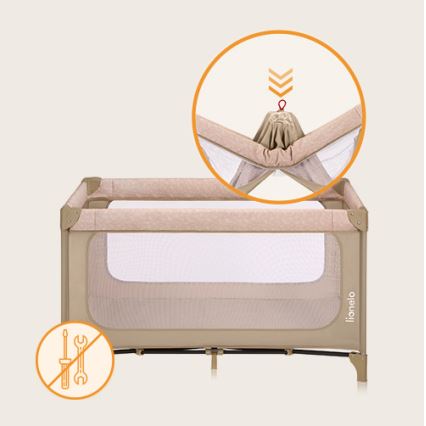 Lionelo - Cuna de viaje JASMIN EASY FOLD Beige Arena