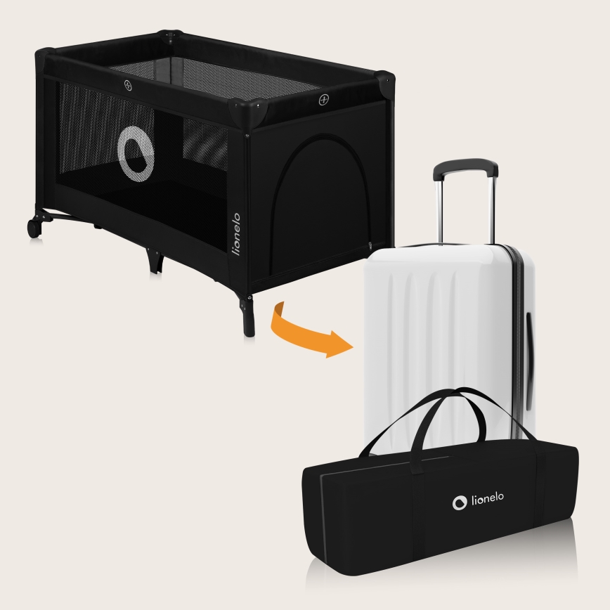 Lionelo - Cuna de viaje STEFI Black Carbon