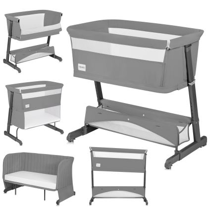 Lionelo - Cuna para bebé 5 en 1 THOMI PLUS Gris Hormigón