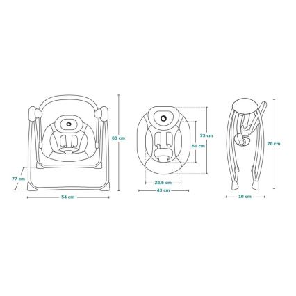 Lionelo - Hamaca para bebé OTTO 4xLR14 Cozy Grey