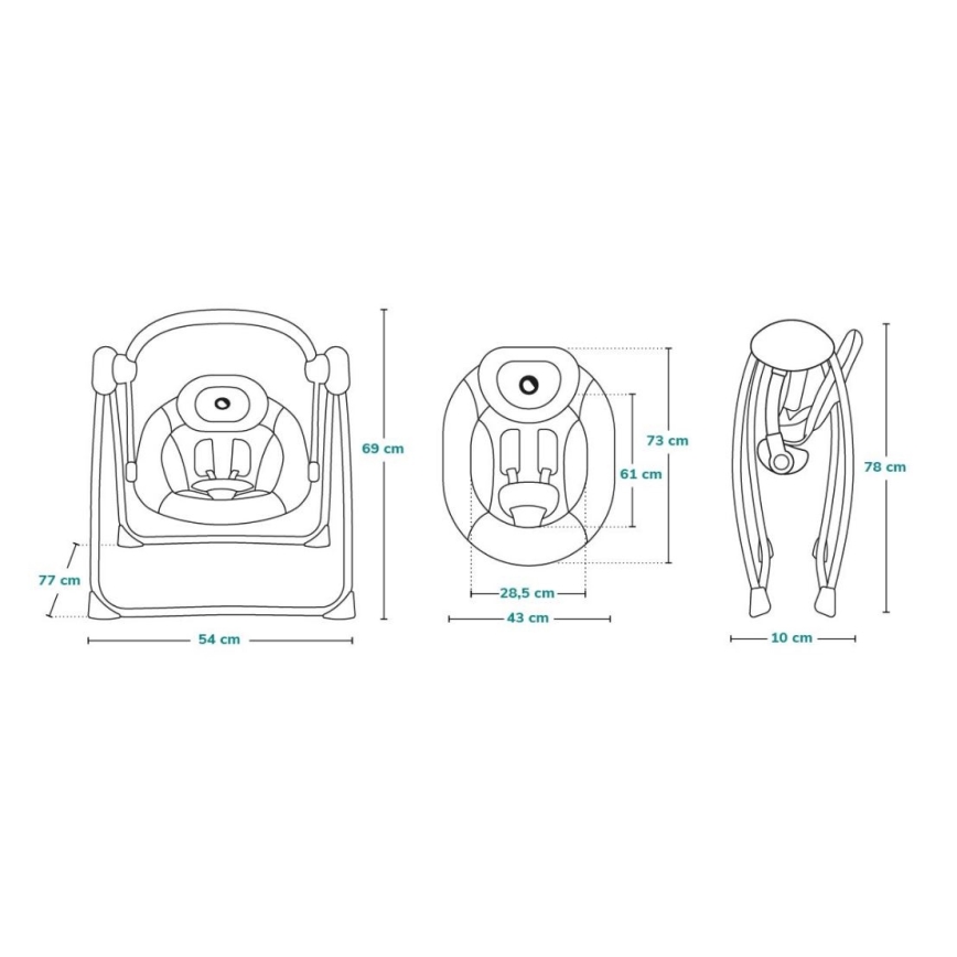 Lionelo - Hamaca para bebé OTTO 4xLR14 Cozy Grey