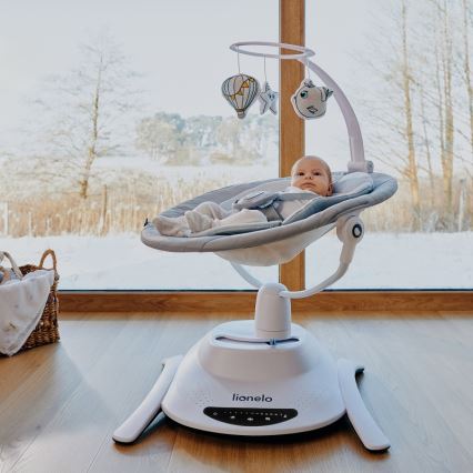 Lionelo - Hamaca para bebés con melodía BELLA Grey Concrete + mando a distancia