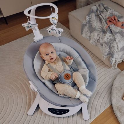 Lionelo - Hamaca para bebés con melodía BELLA Grey Concrete + mando a distancia