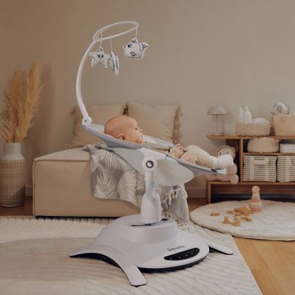 Lionelo - Hamaca para bebés con melodía BELLA Grey Concrete + mando a distancia