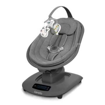 Lionelo - Mecedora infantil con melodía BLOSSOM Grey Concrete + mando a distancia
