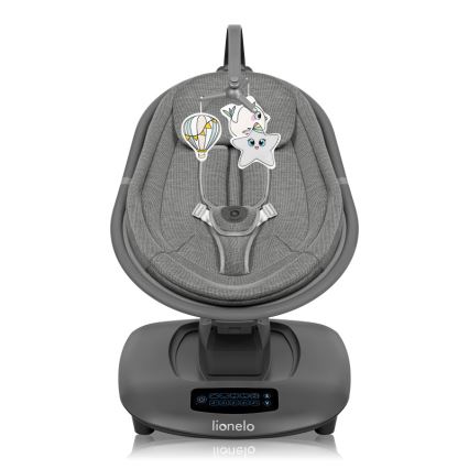 Lionelo - Mecedora infantil con melodía BLOSSOM Grey Concrete + mando a distancia
