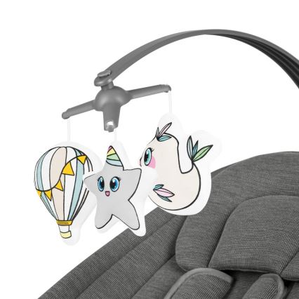 Lionelo - Mecedora infantil con melodía BLOSSOM Grey Concrete + mando a distancia