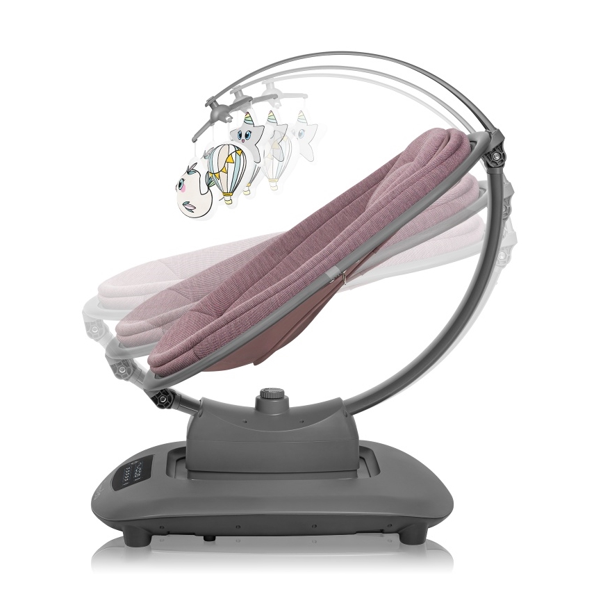 Lionelo - Mecedora infantil con melodía BLOSSOM Pink Mauve + control remoto