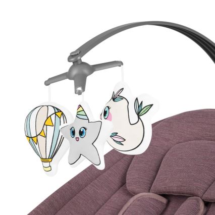 Lionelo - Mecedora infantil con melodía BLOSSOM Pink Mauve + control remoto