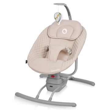 Lionelo - Mecedora infantil con melodía RIO 4xC Beige Latte + mando a distancia