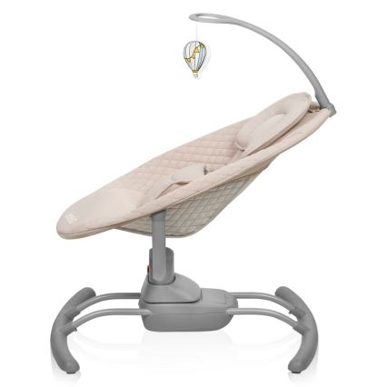 Lionelo - Mecedora infantil con melodía RIO 4xC Beige Latte + mando a distancia