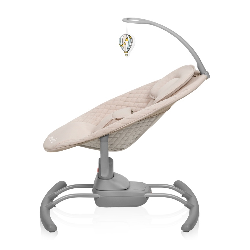Lionelo - Mecedora infantil con melodía RIO 4xC Beige Latte + mando a distancia