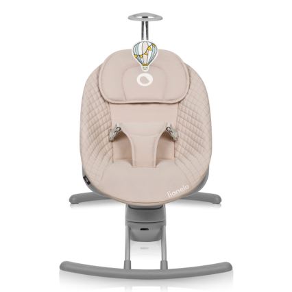Lionelo - Mecedora infantil con melodía RIO 4xC Beige Latte + mando a distancia
